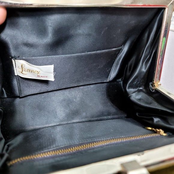 Vintage 60s Lennox Bags Two Tone Green Grey Leather‎ Vinyl Shoulder Bag Purse - Picture 11 of 15